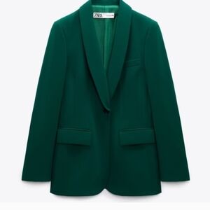 Zara Emerald Green Shawl Collar Blazer